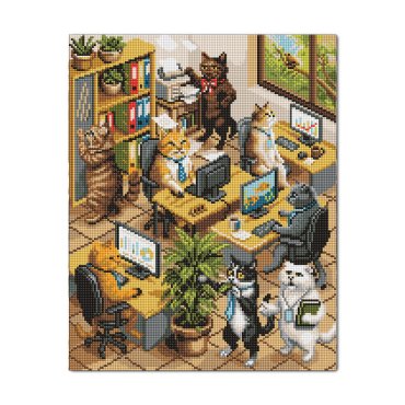 Алмазная мозаика «Кошачий офис»: фото Алмазная мозаика «Кошачий офис»: фото - ORNER