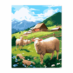 Картина по номерам «Овцы на ферме»: фото - ORNER