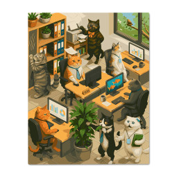 Картина по номерам «Кошачий офис»: фото - ORNER